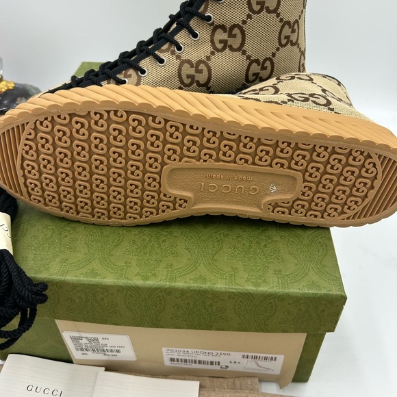 Men's Gucci, maxi GG high top canvas sneakers size 12.5 made in Spain - Picture 7 of 10